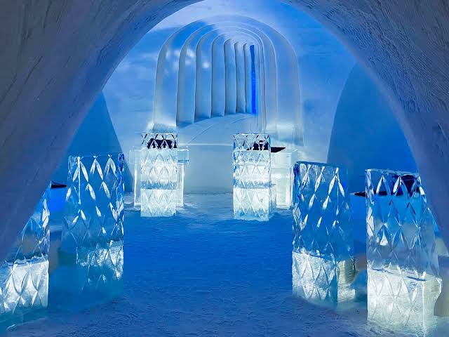 SnowVillage, Kittilä, Finland — rebuilt in snow each winter, new form yearly